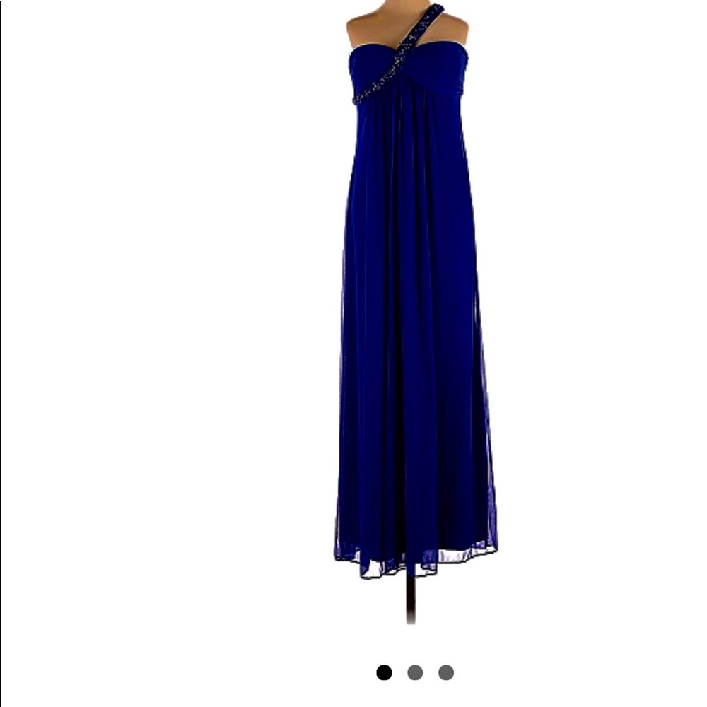 Xscape by Joanna Chen Navy blue crystal /beaded evening cocktail gown